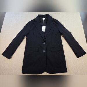 A New Day Womens XS Black Blazer Jacket 2 Button Stretch Lined NWT